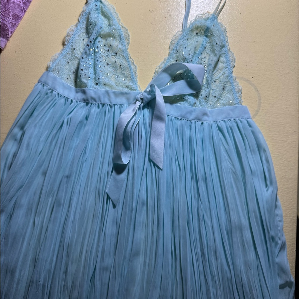 Victoria's Secret Blue Ruched Babydoll Dress